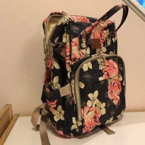 Floral backpack diaper bag